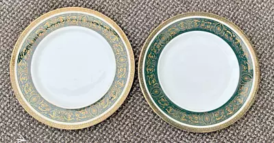 Buy Pair Of  Royal Doulton Bone China Green & Gold VANBOROUGH   Dinner Plates • 12£