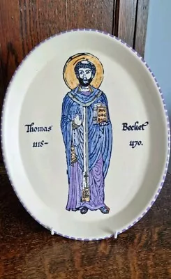 Buy Rare Honiton Pottery Oval Plaque Hand-painted Figure Of Thomas Becket 1118-1170 • 45£