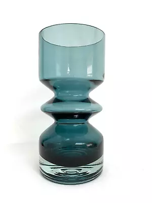 Buy Vintage Riihimaki Lasi Oy Tamara Aladin Blue Hooped Glass Vase Finland • 44.95£
