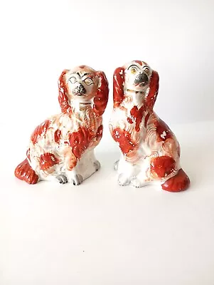 Buy Staffordshire Dogs Figurines Set Of 2 Antique 1900's Hand Painted Collectable • 47£