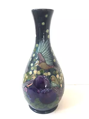 Buy 42cm MOORCROFT STUNNING  FINCHES  DESIGN VASE BY SALLY TUFFIN WITH ORIGINAL BOX. • 435£