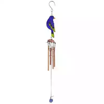 Buy Bluebird Wind Chime Suncatcher Bronze & Stained Glass Effect Blue & Green 40cm • 6.85£