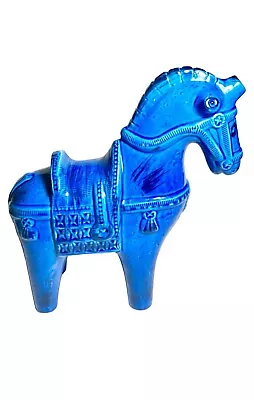 Buy Large Rimini Blu Ceramic Horse By Aldo Londi For Bitossi, Mid-Century Modern • 489.26£