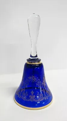 Buy Bohemia Cobalt Blue Crystal Bell - Gold Overlay - Excellent Condition • 13.51£