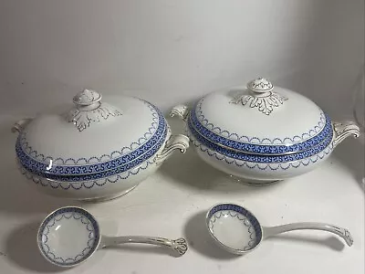 Buy Ceramic Tureen Blue And White  Antique Set Of 2 • 80£