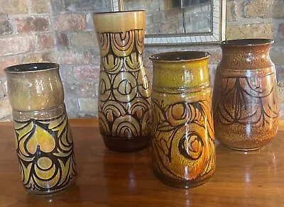 Buy Collection Of 4 Poole Pottery Vases 1970's , Aegean Design By  Diana Foreman. • 145£
