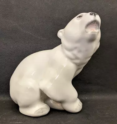 Buy Vintage Russian Lomonosov Porcelain White Polar Bear Figurine USSR.  Ht 12.5cm • 18.95£