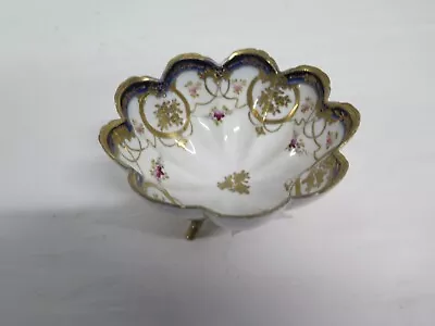 Buy Noritake Japan Navy White Gold Lustre Floral Scalloped Bowl Height 7.5cm • 9.99£