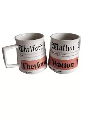 Buy Norfolk Mugs. Thetford & Watton Times.  Pair X2 Matching . • 15.99£