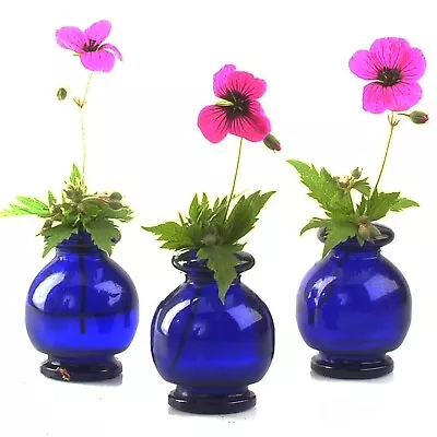 Buy 18 Small Glass Vases In Cobalt Blue Colour • 24.95£