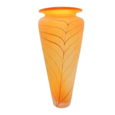Buy Orange Art Glass Vase Handcrafted Blown Glass Slight Internal Crack  • 73£