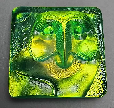 Buy Robin Lehman Art Glass Egyptian Owl Dichroic Green Iridescent Glass Paperweight  • 46.60£