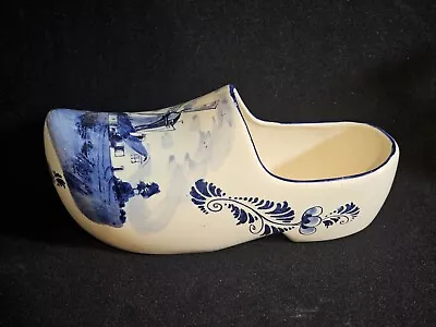 Buy A Vintage Dutch Delft Ware Clog Shaped Planter, Hand Painted In Blue On White • 14.99£