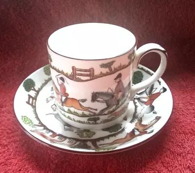 Buy Crown Staffordshire Hunting Scene Coffee Cup & Saucer VGC • 24£