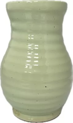 Buy Vintage, Bourne, Denby Stoneware Green Ribbed Vase #MCB • 12.34£