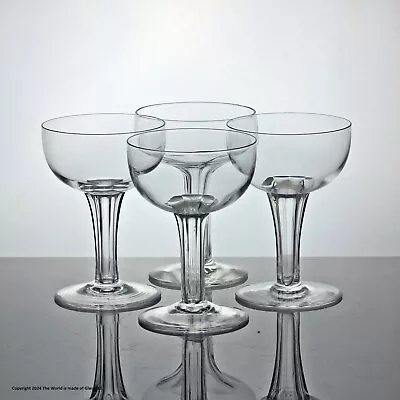 Buy Late Victorian/Edwardian Matched Set Of Four Hollow Stem Glass Champagne Coupes • 80£