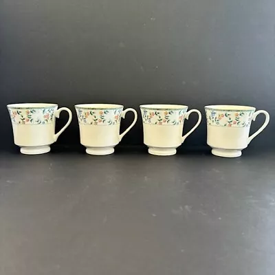 Buy 4 - Cup Set  Diane  Fine China Pearl Floral Stoneware Coffee Tea 39074  3-1/8  • 21.41£