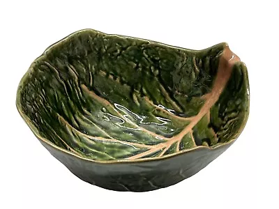 Buy PORTUGAL Majolica 10  Green Cabbage Leaf Large Serving Salad Fruit Bowl • 51.26£