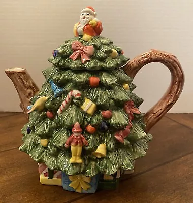 Buy Christmas Tree Tea Pot RCPC Porcelain Santa Gifts Ornaments Wood 8  O • 33.82£