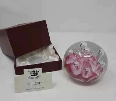 Buy Royal Crest Selene Pink White Burst Explosion Art Glass Paperweight Boxed 1.4kg • 9.99£