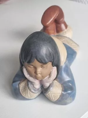 Buy 1996 Vintage Lladro Nao Laying  Eskimo Matt Figurine  Excellent Condition • 80£