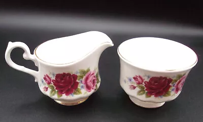 Buy Queen Anne Bone China Creamer & Sugar Bowl Set Gold Edged Roses Made In England  • 18.63£