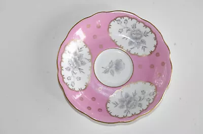 Buy FOLEY EB Bone China Saucer Pink With Grey Scale Roses Made In England • 2.80£