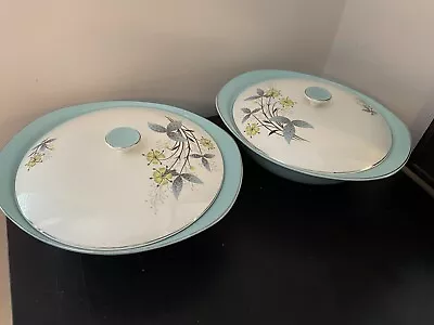 Buy Two Vintage British Anchor  Midwinter Tureens Serving Dishes Aqua Mid Century • 19.99£