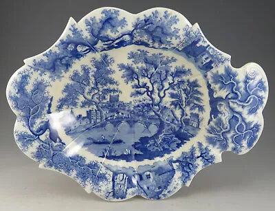 Buy Antique Pottery Pearlware Blue Transfer Henshall St Alban's Abbey Dish 1820 • 37£