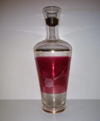 Buy Vintage Drinks Decanter Italian Glass Gold Trim 1970s Cranberry 22cm No Stopper • 4.99£
