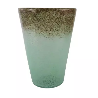 Buy Vasart Art Glass Vase Green Tan Speckle Signed Vasart • 90£