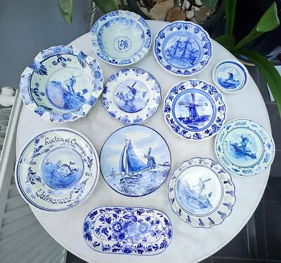 Buy Delft Pottery Holland - Job Lot Of 11 Blue & White Plates Dish Ashtray  -c15/f • 19.99£