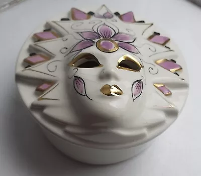 Buy Vintage Trinket Box Venetian Style Mask Hand Painted Ceramic 15 X 13 X 8 Cm • 12.99£