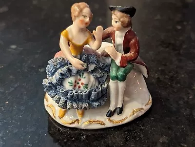 Buy Beautiful Dresden Small Lace Figurine, Victorian Couple - Made In Germany 156 • 42.86£