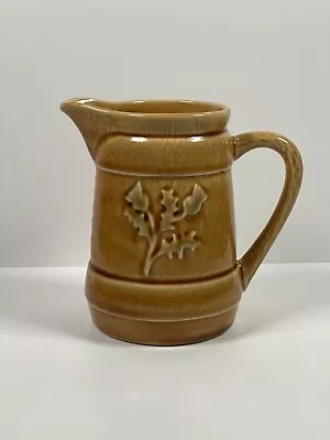 Buy Scottish Thistle Design Pottery Jug 13.5cm Caramel Glaze 1 Pint Milk Water Jug • 14.99£
