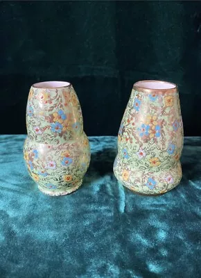 Buy Pair Of Vintage Royal Winton Grimwades Chintz Flower Bud Vases With Gilding • 18.50£