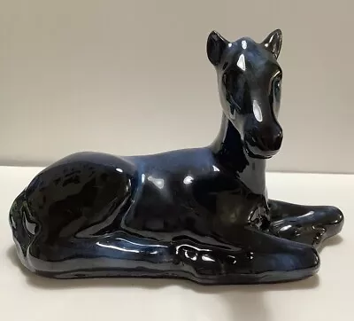 Buy Blue Mountain Pottery Resting Foal Blue Cobalt Glaze Canada Red Clay • 42.01£