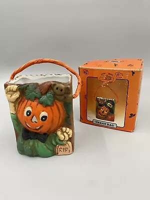 Buy RIVER GROVE POTTERY Works - Ceramic Halloween Pumpkin 4” Treat Bag Figure • 11.93£