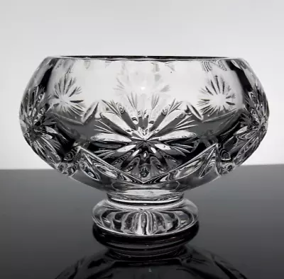 Buy Cut Lead Crystal 7.5cm Glass Pedestal Bowl - Thistle Pattern Vintage • 10£