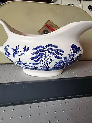 Buy English Ironstone Tableware Blue & White Old Willow Pattern Gravy Boat  • 8.49£