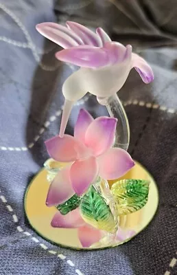 Buy * Small Hand Made GLASS Hummingbird Mirrored Ornament * Pink Purple Green • 5£