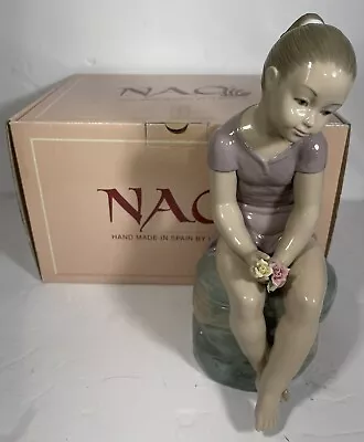Buy Vintage NAO By Lladro   Girl Sitting On Rock With Roses  Daisa 11.75  Juventud • 55.91£