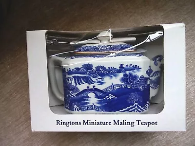 Buy Ringtons Miniature Teapot .Based On Original Malingware. Boxed.Blue And White • 4£