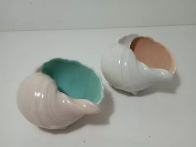 Buy Poole Pottery Conch Shell Ornaments 12cm Wide Ice Green Salmon Pink Grey • 20£