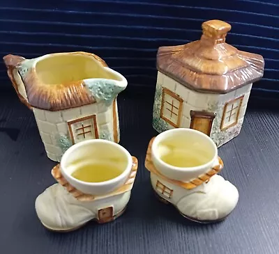 Buy Keele Street Pottery Milk Jug And Sugar Bowl With Two Quirky Egg Cups • 4.99£
