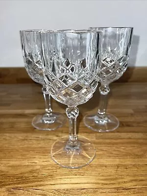 Buy Vintage CRYSTAL WINE GLASS Sherry Glasses, Vertical Diamond CUT, 17cm Tall • 7£