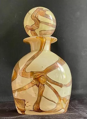 Buy Vintage Mdina Glass Brown/Cream Swirls Decanter Bottle With Stopper • 65£