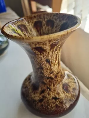 Buy Fosters Pottery West Country Honeycomb Mottled Brown Drip Glazed Vase 14 Cm • 5£