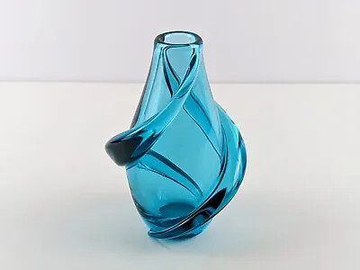 Buy Czech Blue Art Glass Vase, Frantisek Zemek, ZBS, Zelezny Brod Sklo, 1950's • 25£