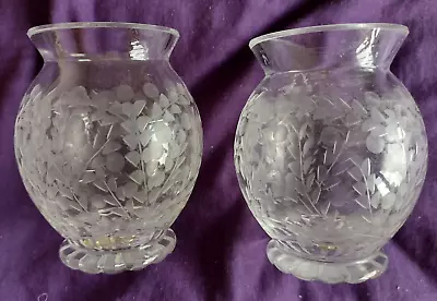 Buy Vintage Pair Quality Posy/Bud Vases Small Cut Glass Star Cut  Base VGC • 7£